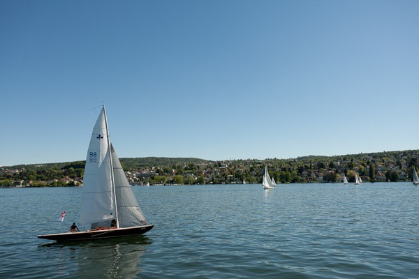 Boats on Lake Zurich in summer