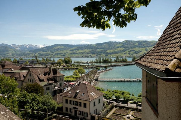 Swiss village Rappersvill lake Zurich